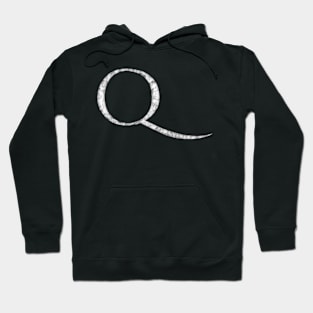 Q in Roman White Marble Latin Alphabet Letter Sticker Hoodie